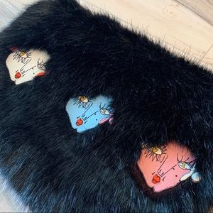 Shrimps faux fur damsel clutch